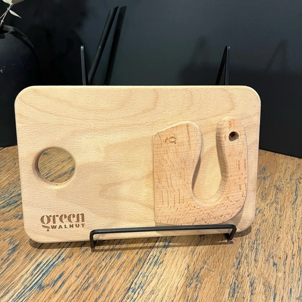 Wooden Cheese Board & Slicing Knife – Green Walnut - Picture 9 of 11